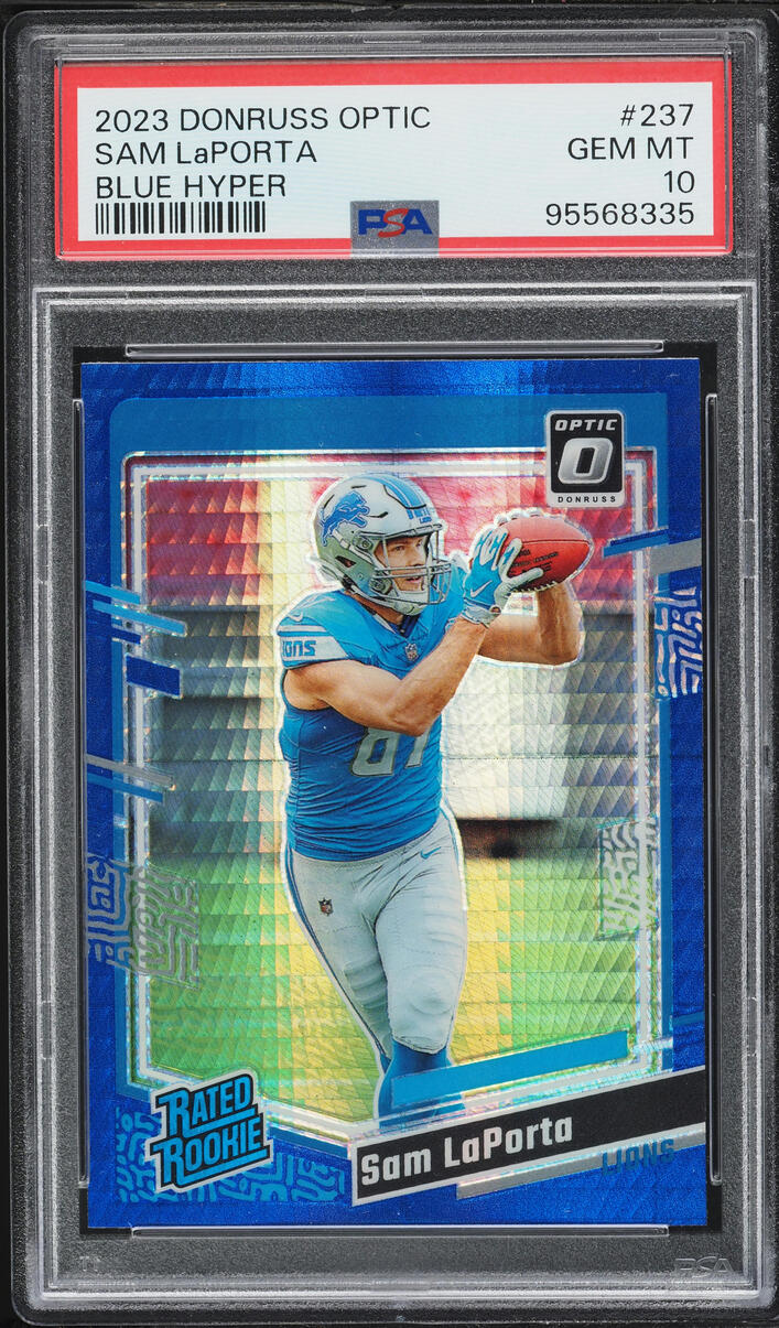 2023 Donruss Optic Blue Hyper Sam LaPorta ROOKIE #237 PSA 10 GEM MINT