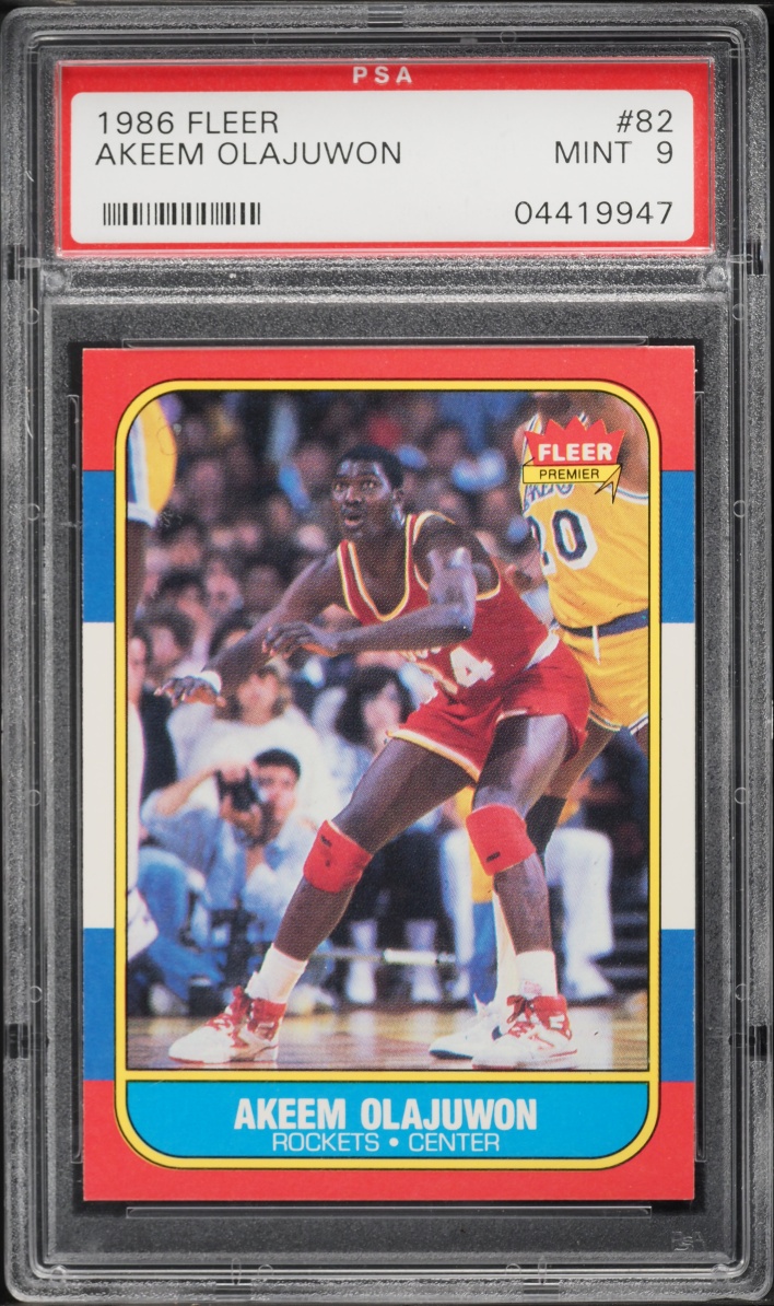 1986 Fleer Basketball Hakeem Olajuwon ROOKIE #82 PSA 9 MINT