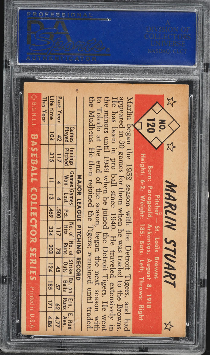 1953 Bowman Color Marlin Stuart #120 PSA 6 EXMT