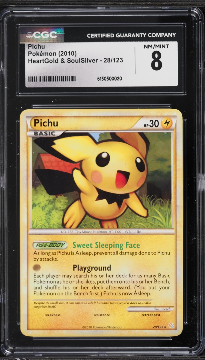 2010 Pokemon HeartGold & SoulSilver Pichu #28 CGC 8 NM-MT
