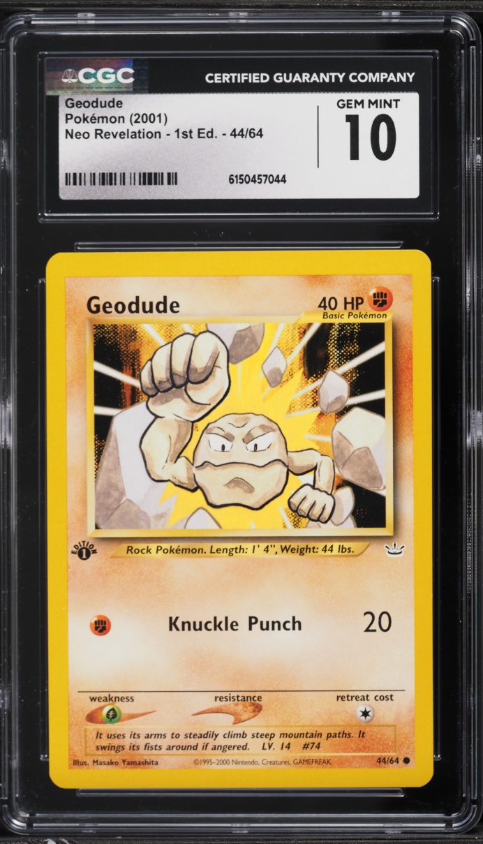 2001 Pokemon Neo Revelation 1st Edition Geodude #44 CGC 10 GEM MINT