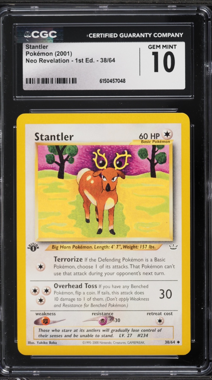 2001 Pokemon Neo Revelation 1st Edition Stantler #38 CGC 10 GEM MINT