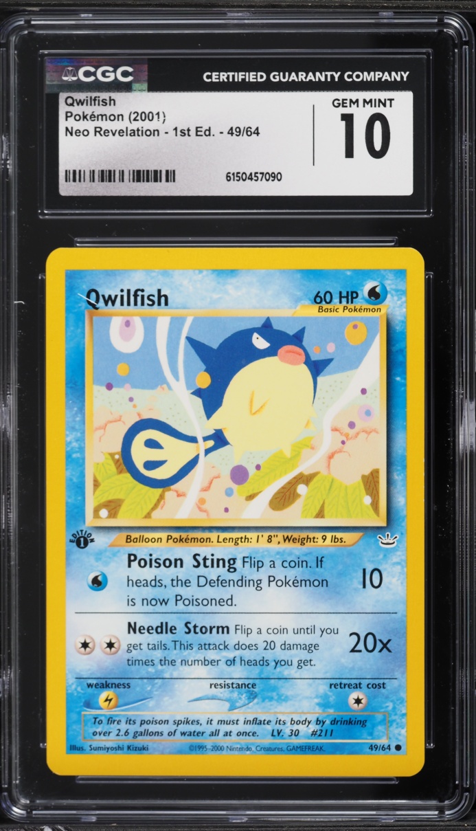 2001 Pokemon Neo Revelation 1st Edition Qwilfish #49 CGC 10 GEM MINT