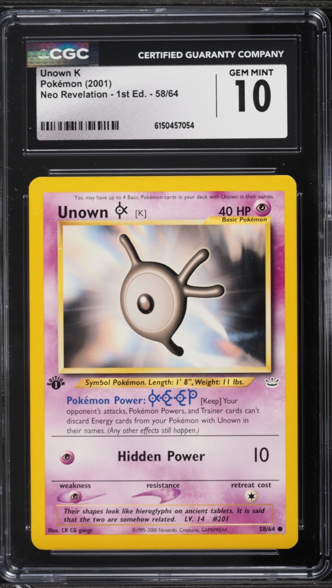 2001 Pokemon Neo Revelation 1st Edition Unown K #58 CGC 10 GEM MINT