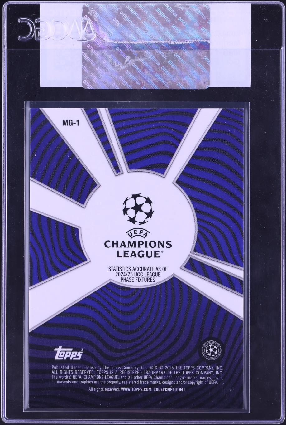 2024 Topps Merlin UEFA CC Gamers Gold Fireworks Refractor Christian Pulisic /50 #MG-1 CGC AUTH - Photo 2