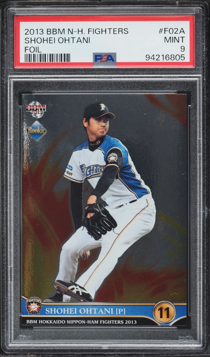 2013 BBM Hokkaido Nippon Ham Fighters Foil Shohei Ohtani ROOKIE #F02A PSA 9 MINT