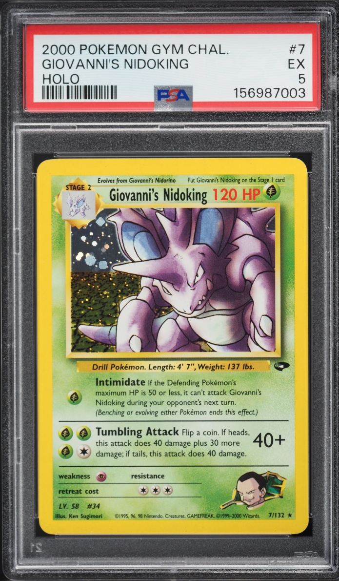2000 Pokemon Gym Challenge Holo Giovanni's Nidoking #7 PSA 5 EX