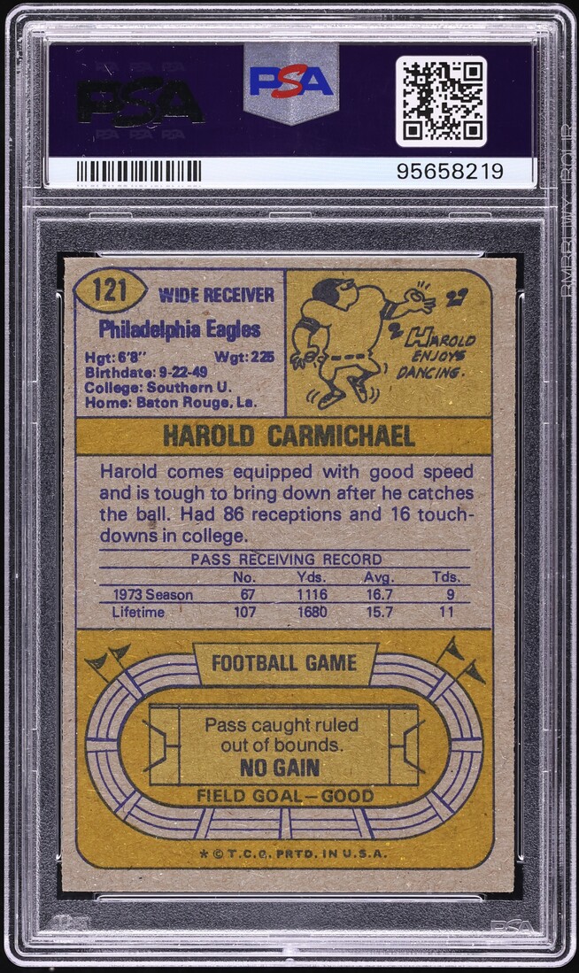 1974 Topps Football Harold Carmichael ROOKIE, ALL-PRO #121 PSA 6 EXMT
