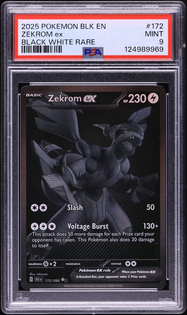 2025 Pokemon Black Bolt Black White Rare Zekrom Ex #172 PSA 9 MINT