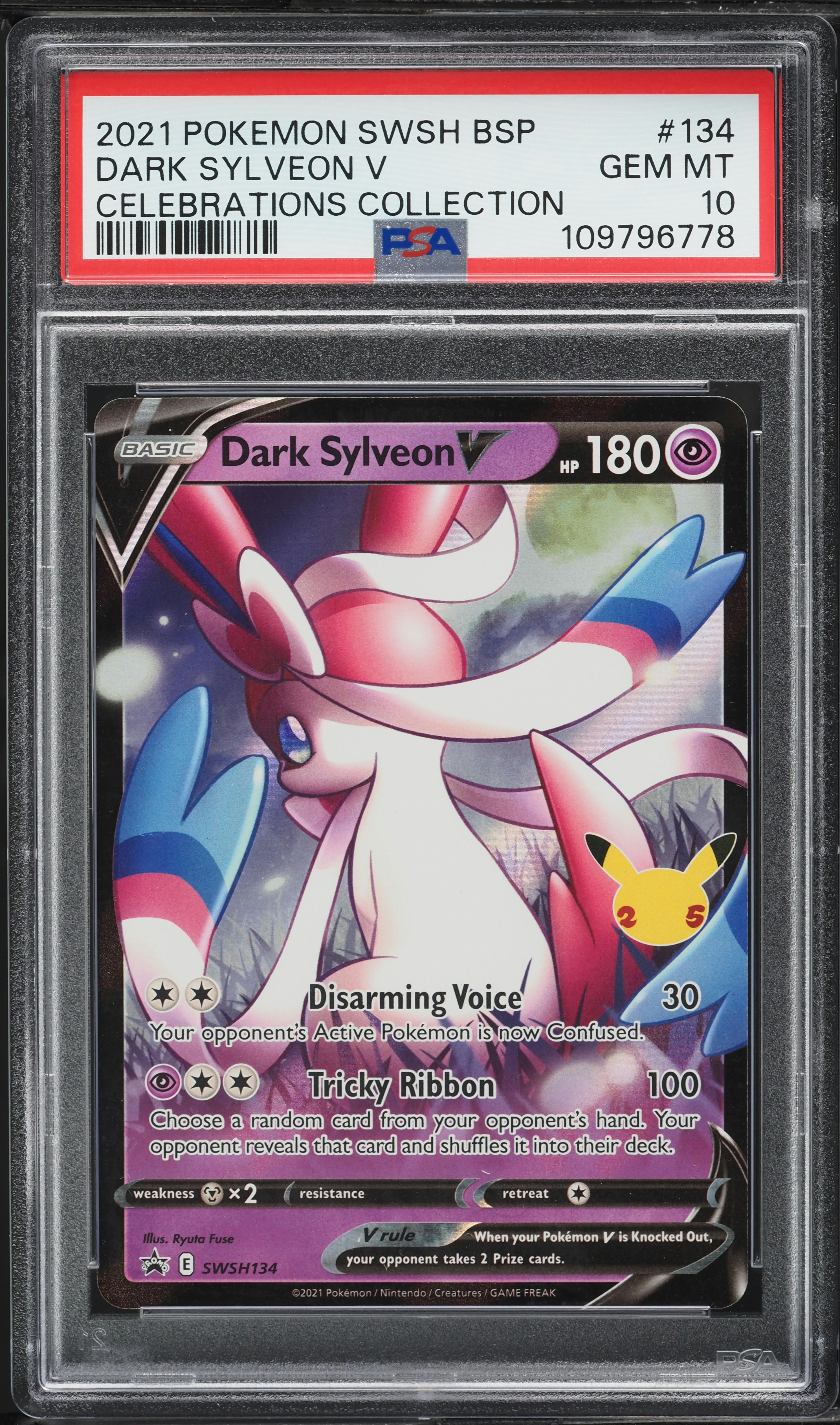 2021 Pokemon SWSH Black Star Promo Celebrations Dark Sylveon V #134 PSA 10 GEM