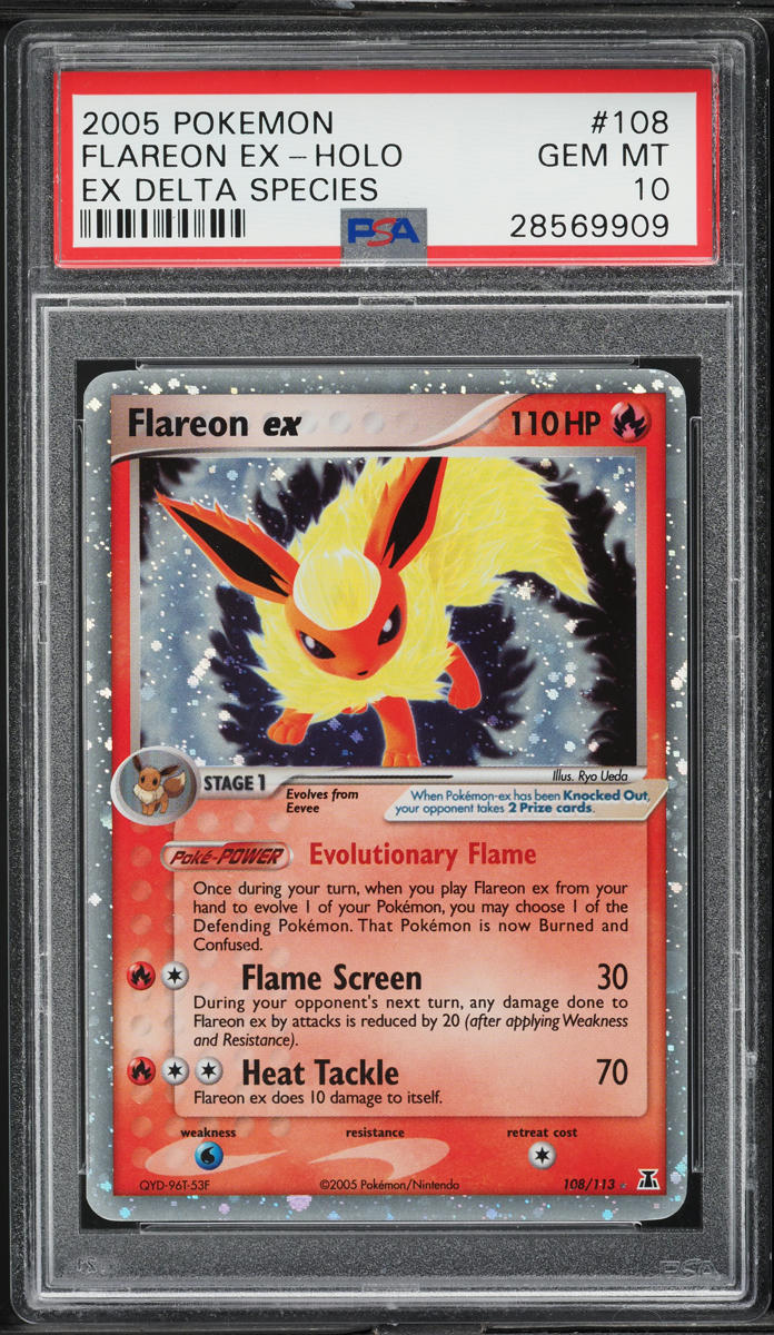 2005 Pokemon EX Delta Species Holo Flareon ex #108 PSA 10 GEM MINT
