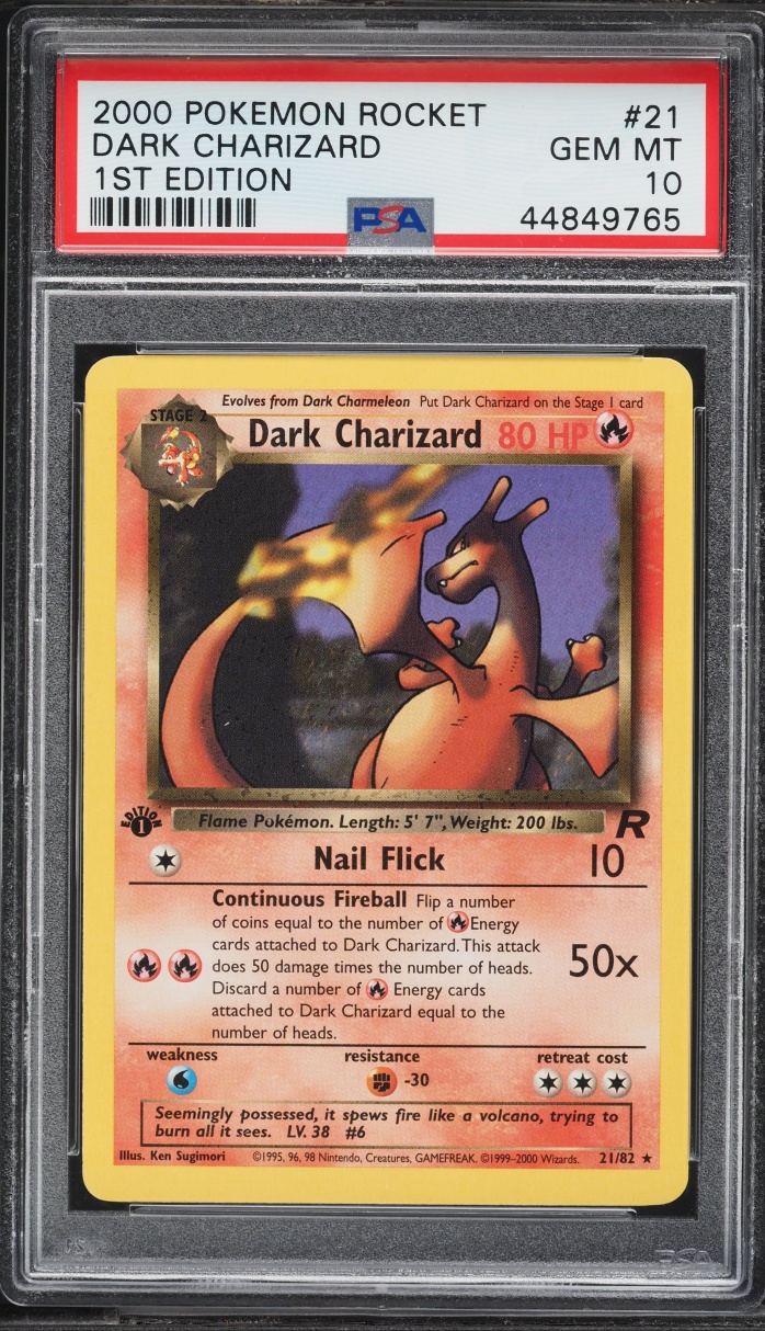 2000 Pokemon Team Rocket 1st Edition Dark Charizard #21 PSA 10 GEM MINT