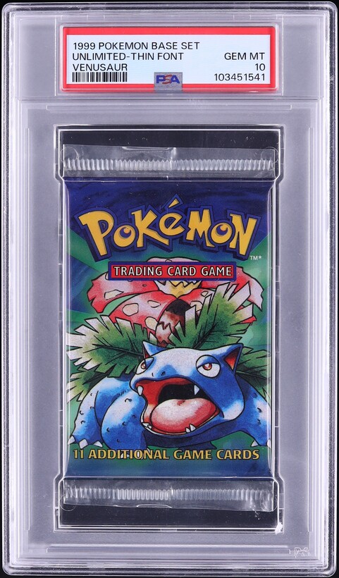1999 Pokemon Base Set Pack Venusaur Unlimited Thin Font PSA 10 GEM MINT