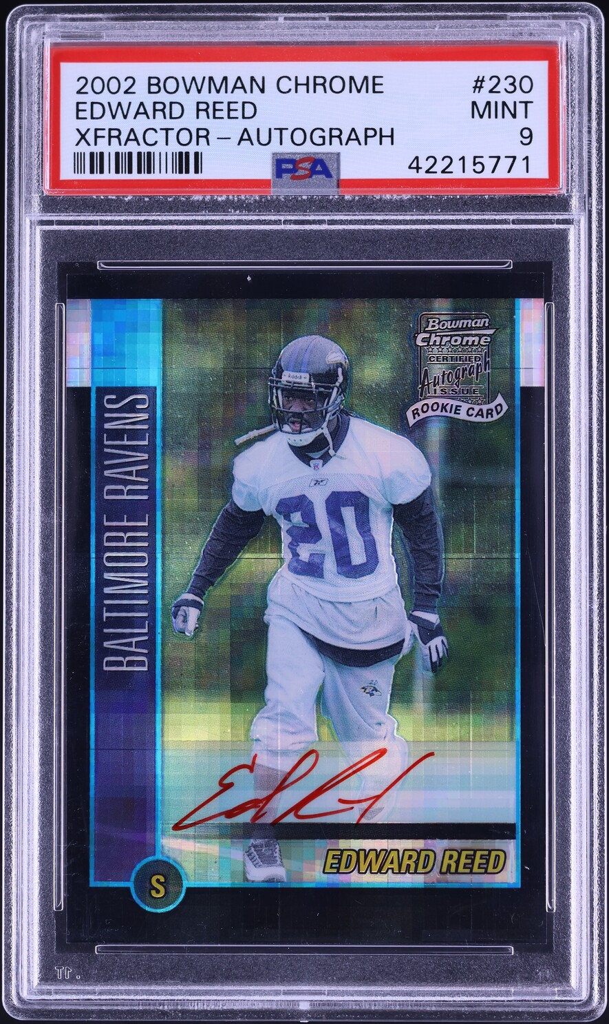 2002 Bowman Chrome Xfractor Ed Reed ROOKIE AUTO #230 PSA 9 MINT