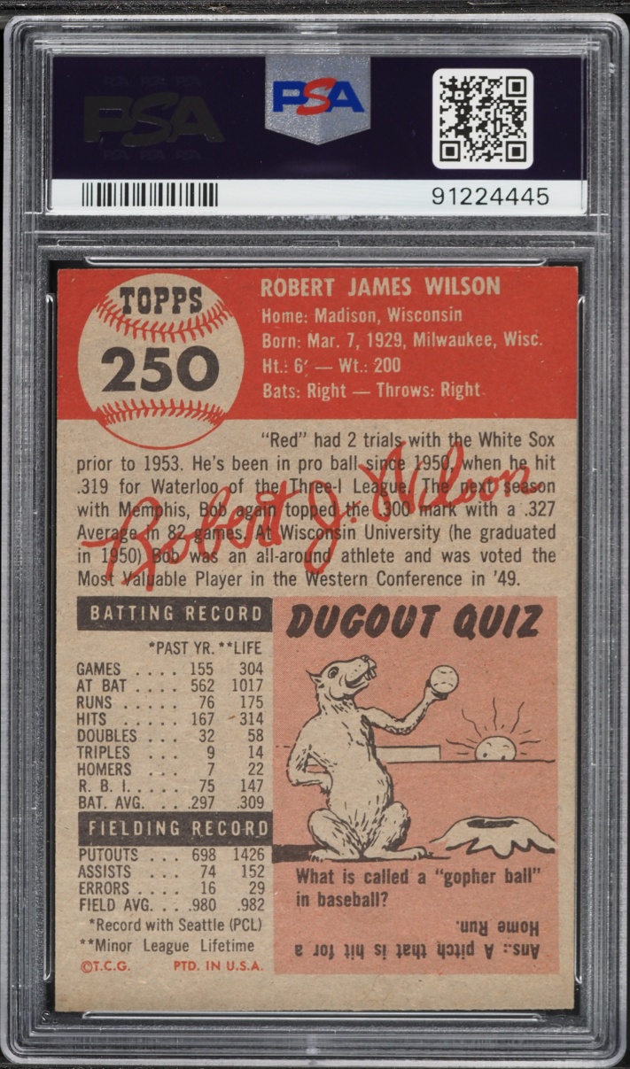 1953 Topps Bob Wilson #250 PSA 4 VGEX