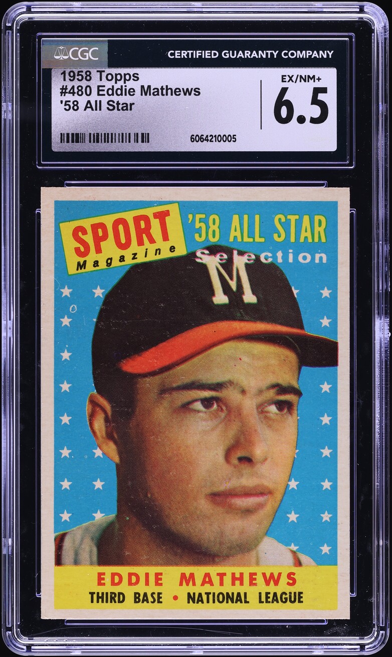 1958 Topps Eddie Mathews '58 ALL STAR #480 CGC 6.5 EXMT+