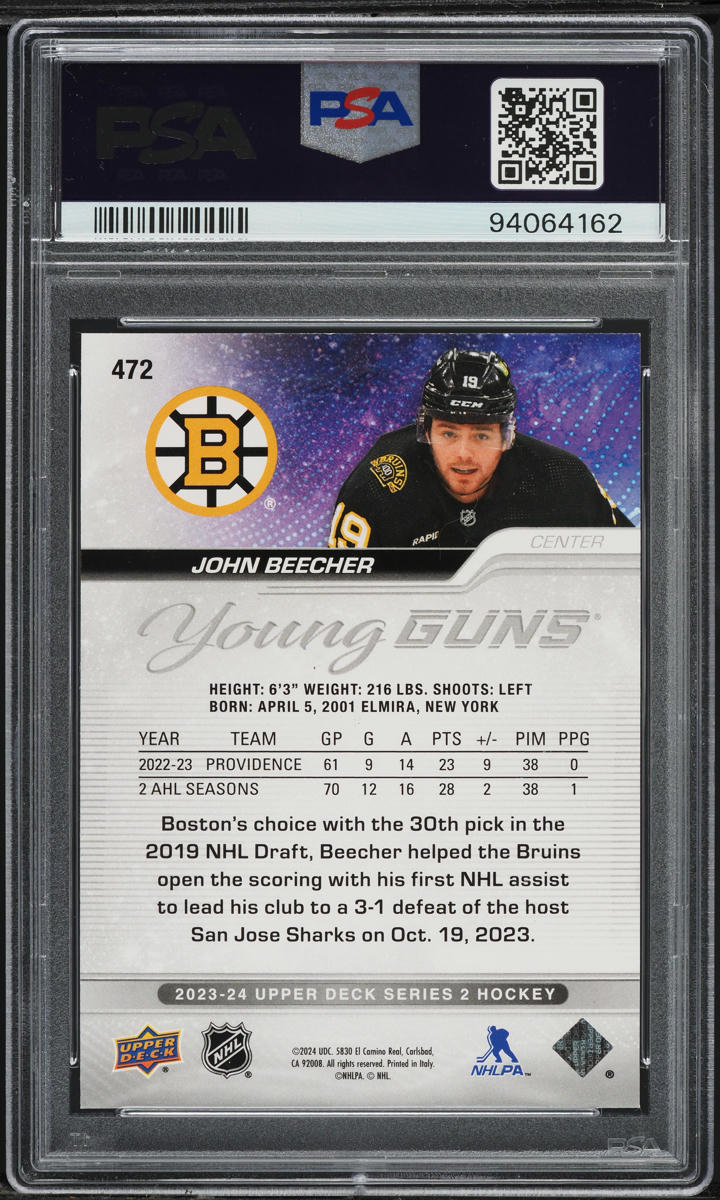 2023 Upper Deck Young Guns Outburst John Beecher #472 PSA 9 MINT