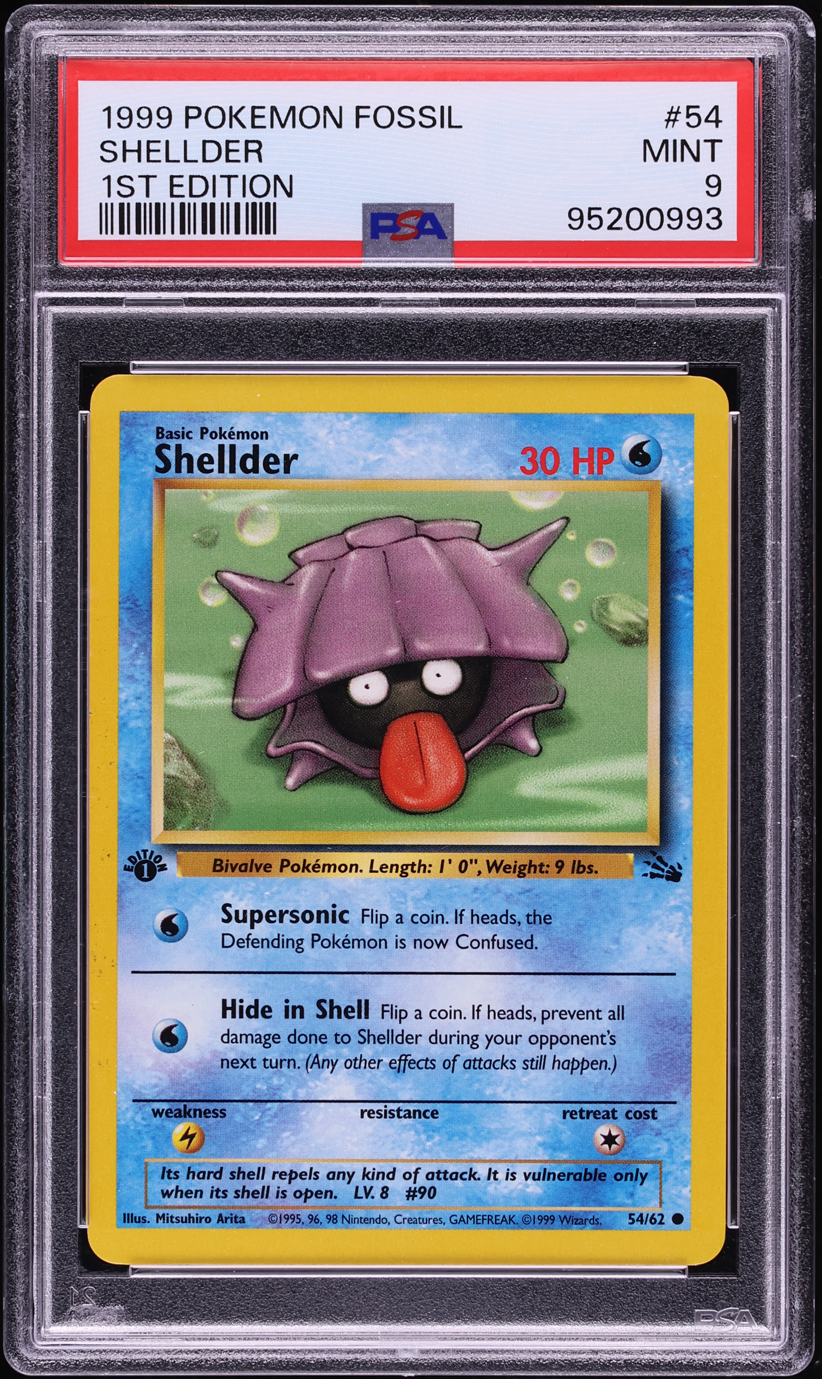 1999 Pokemon Fossil 1st Edition Shellder #54 PSA 9 MINT