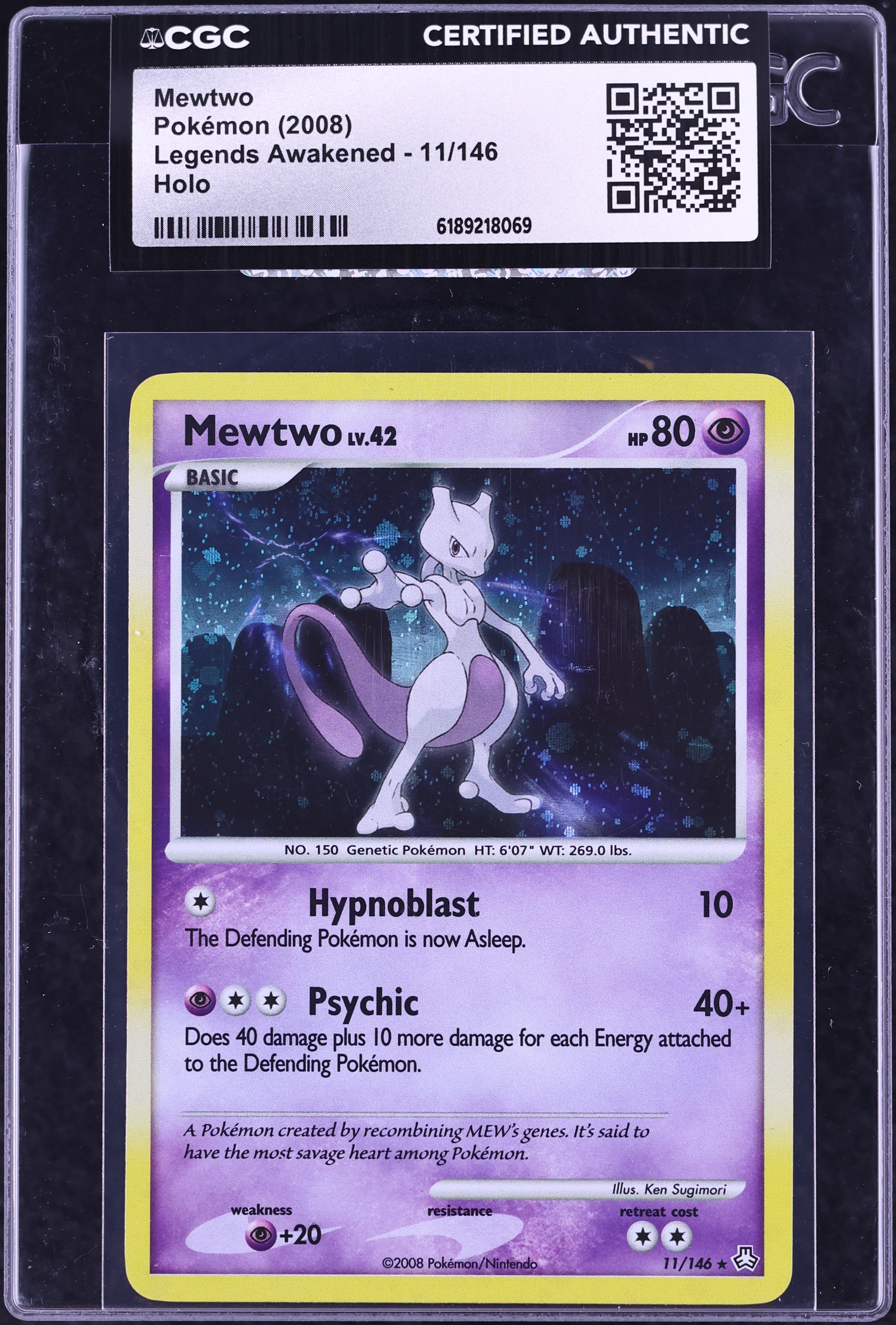 2008 Pokemon Diamond & Pearl Legends Awakened Holo Mewtwo #11 CGC AUTH