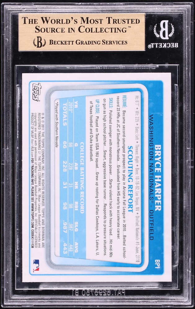 2011BowmanProspects ブライスハーパー BP1 2011 Bowman Prospects: #BP1 Bryce Harper NM-MT OR BETTER | eBay