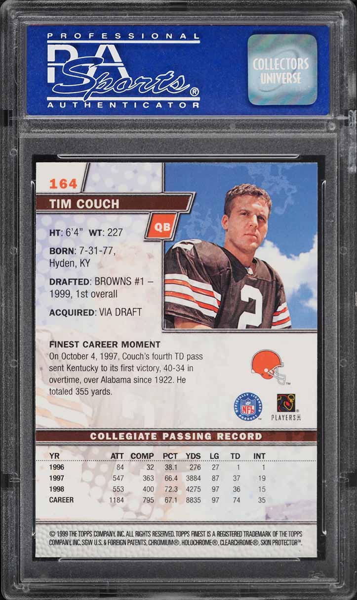1999 Finest Football Tim Couch ROOKIE #164 PSA 9 MINT