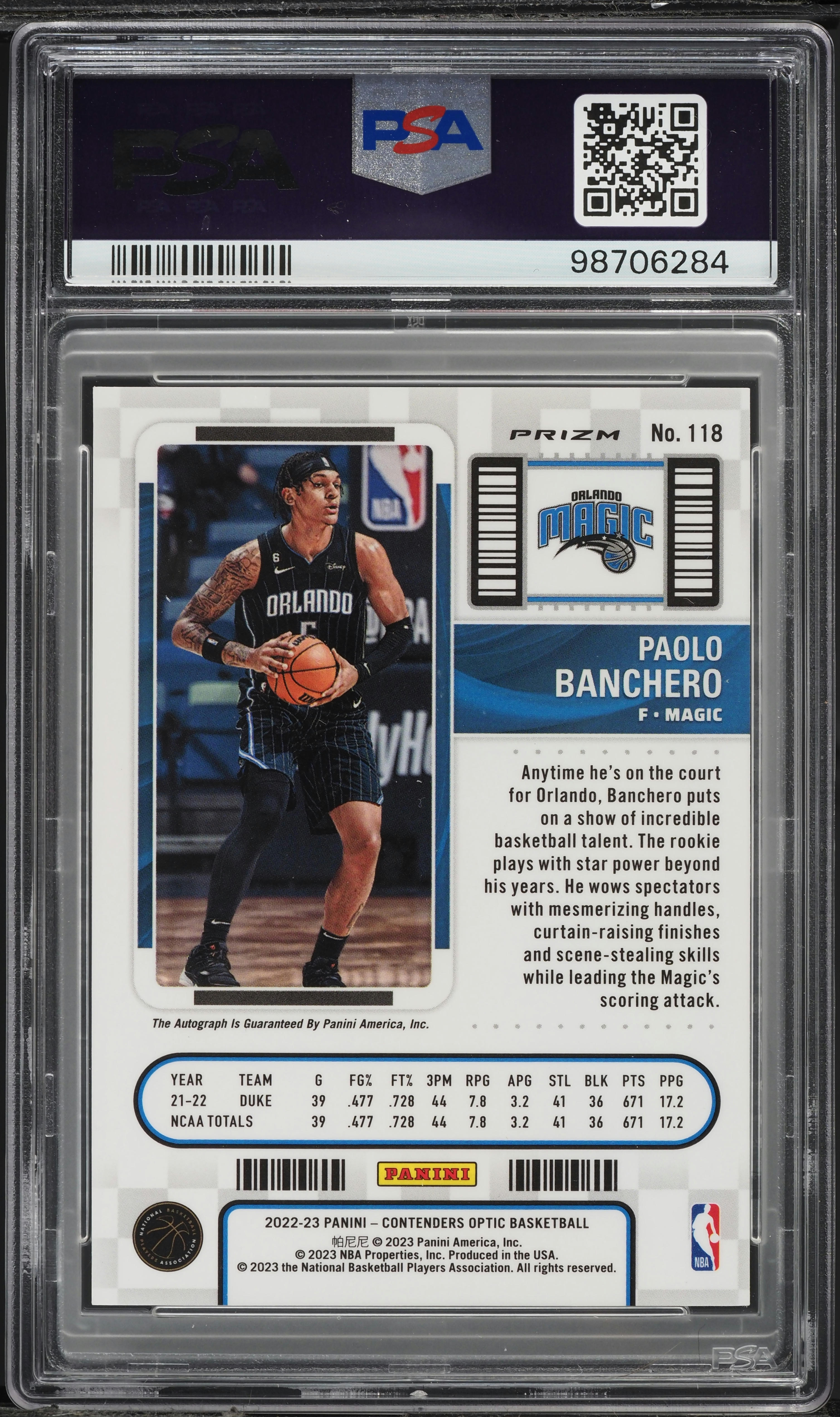 その他 PSA9 PAOLO BANCHERO PANINI RC AUTO 2022-23 Panini Mosaic Paolo Banchero Pictographs RC Auto