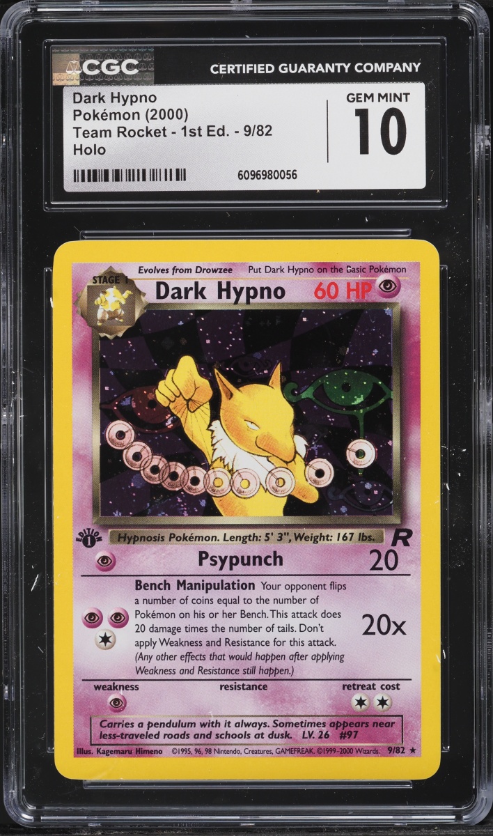 2000 Pokemon Team Rocket 1st Edition Holo Dark Hypno #9 CGC 10 GEM MINT