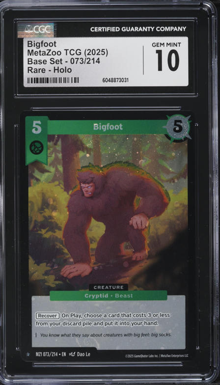 2025 MetaZoo TCG Base Set Holo Bigfoot #73 CGC 10 GEM MINT on