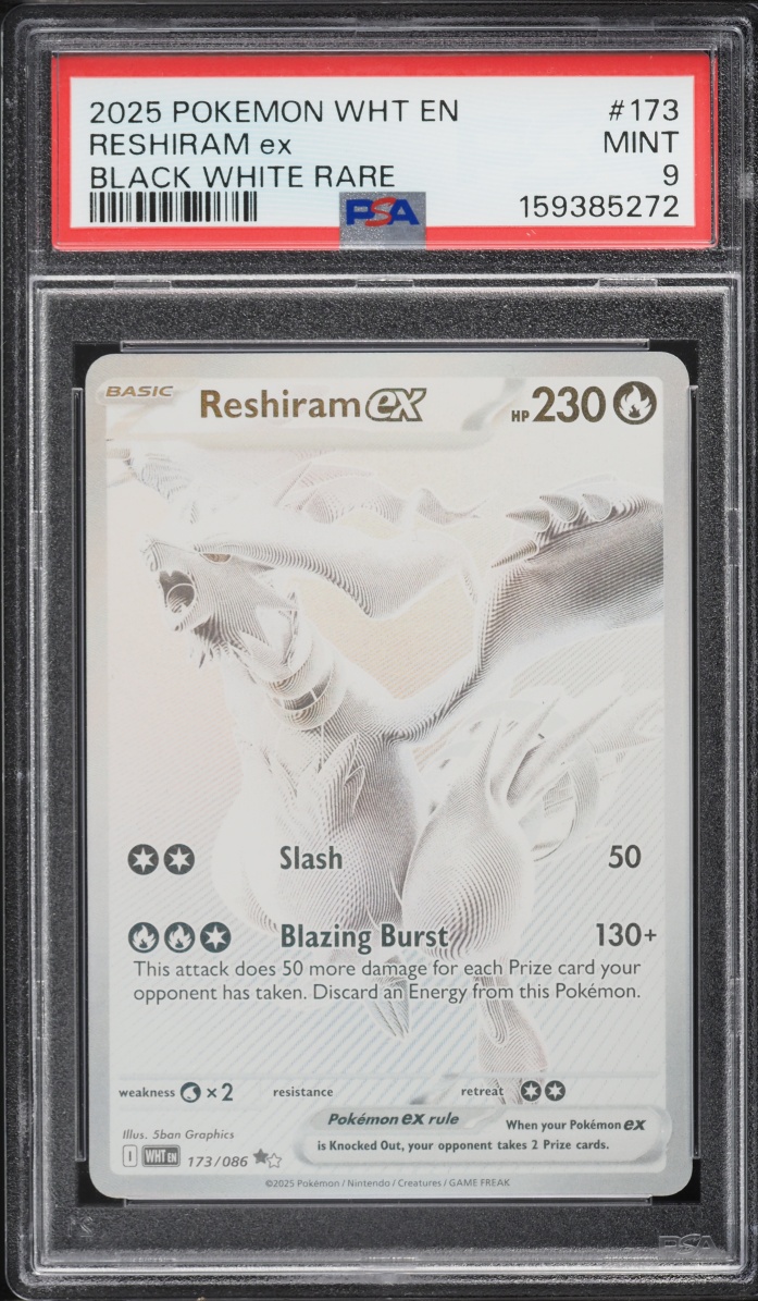 2025 Pokemon Scarlet & Violet White Flare BWR Reshiram Ex #173 PSA 9 MINT
