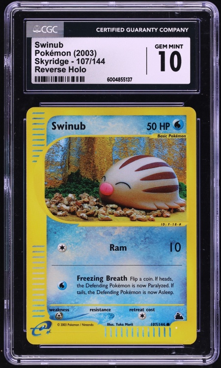 2003 Pokemon Skyridge Reverse Holo Swinub #107 CGC 10 GEM MINT