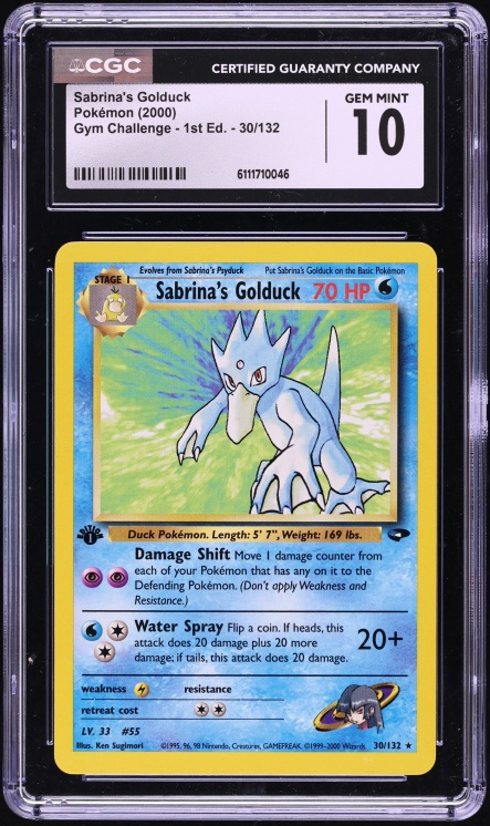 2000 Pokemon Gym Challenge 1st Edition Sabrina's Golduck #30 CGC 10 GEM MINT