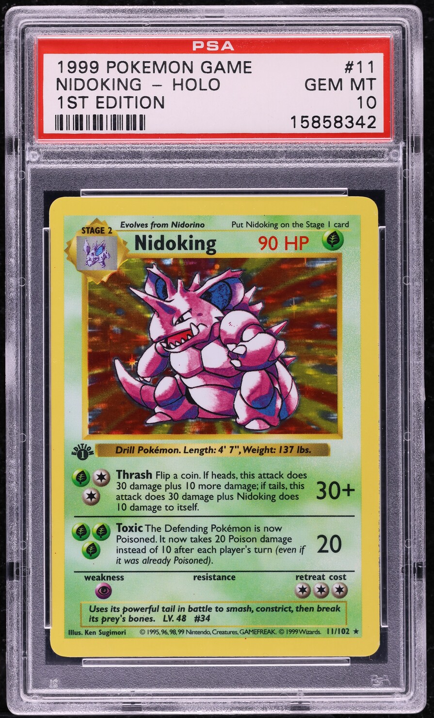 1999 Pokemon Base Set Shadowless 1st Edition Holo Nidoking #11 PSA 10 GEM MINT