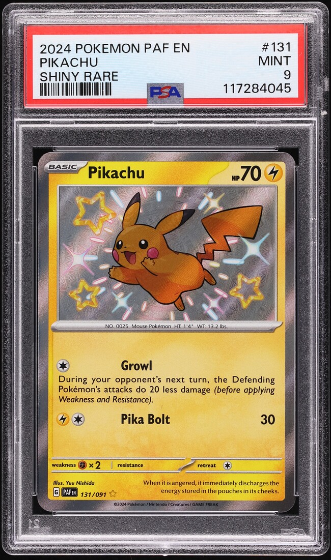 2024 Pokemon Scarlet & Violet Paldean Fates Shiny Pikachu #131 PSA 9 MINT