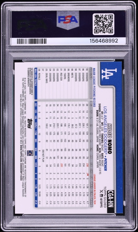 2025 Topps Chrome Gilded Collection Gold Red Hideo Nomo AUTO /5 #CGA-HN PSA 10 GEM MINT