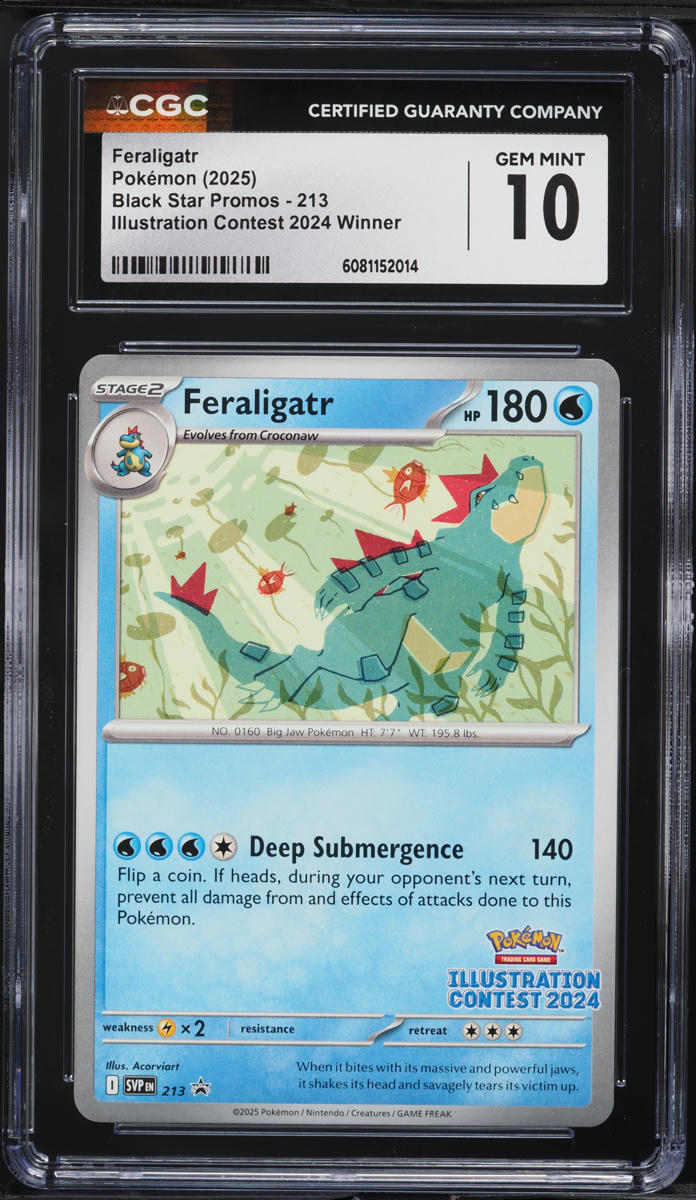 2025 Pokemon SV Black Star Promo Illustration Contest Feraligatr #213 CGC 10 GEM