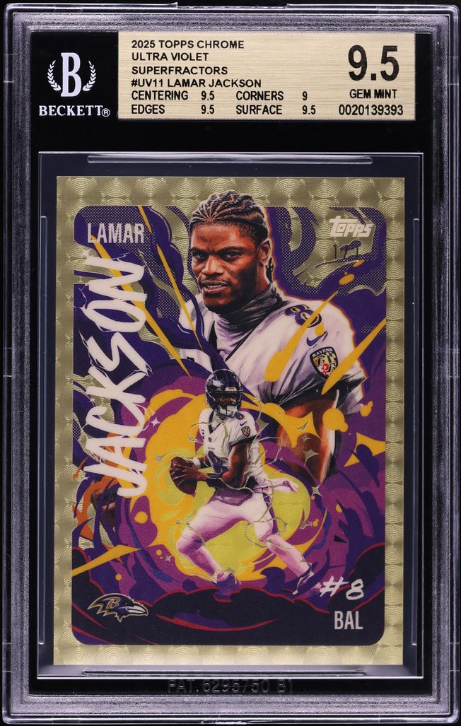 2025 Topps Chrome Ultra Violet Superfractor Lamar Jackson 1/1 #UV11 BGS 9.5 GEM MINT