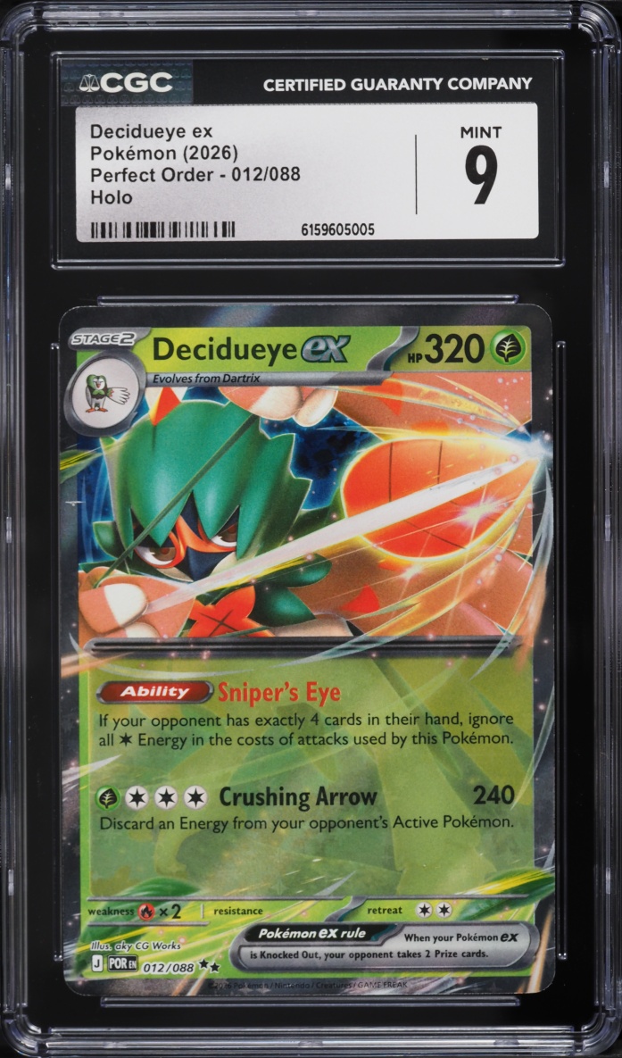 2026 Pokemon Mega Evolution Perfect Order Holo Decidueye ex #012 CGC 9 MINT