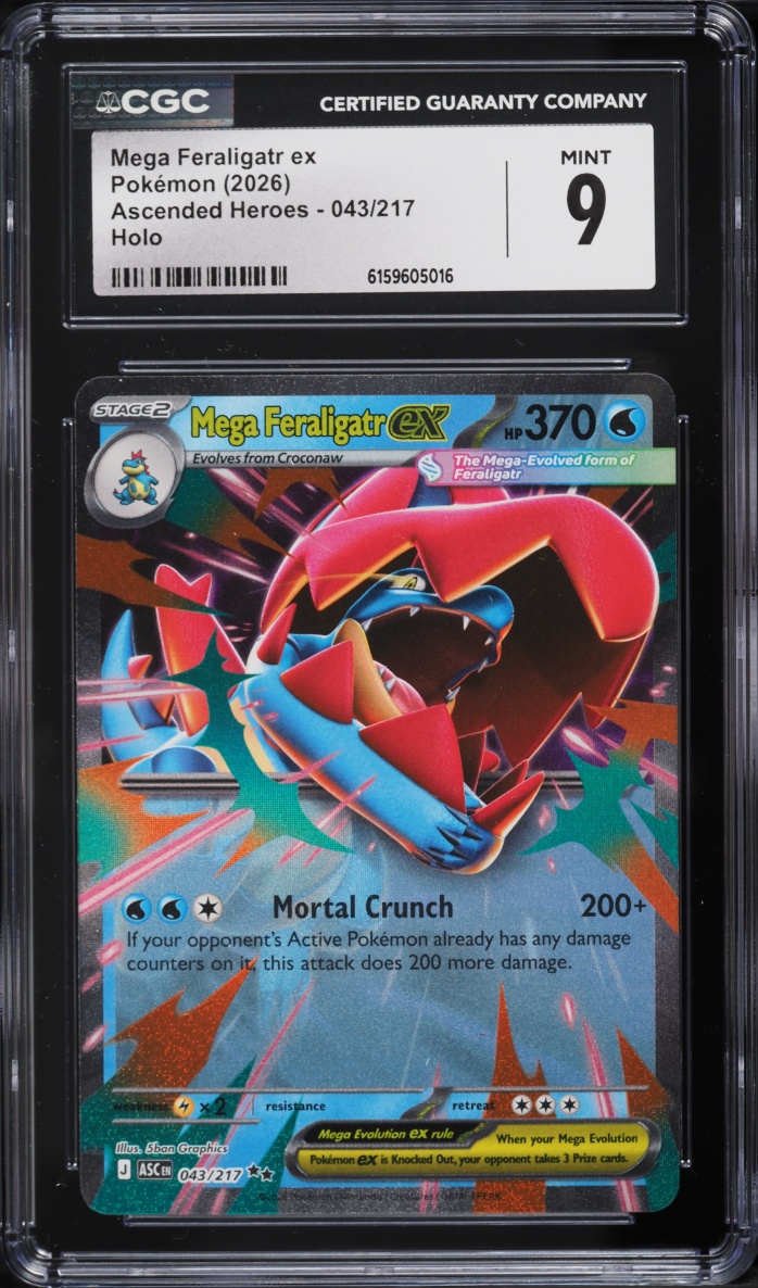 2026 Pokemon Mega Evolution Ascended Heroes Holo Mega Feraligatr Ex #43 CGC 9 MINT