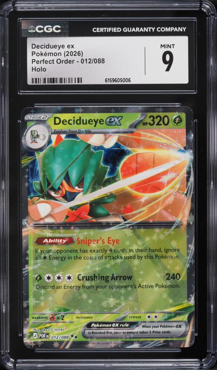 2026 Pokemon Mega Evolution Perfect Order Holo Decidueye ex #012 CGC 9 MINT