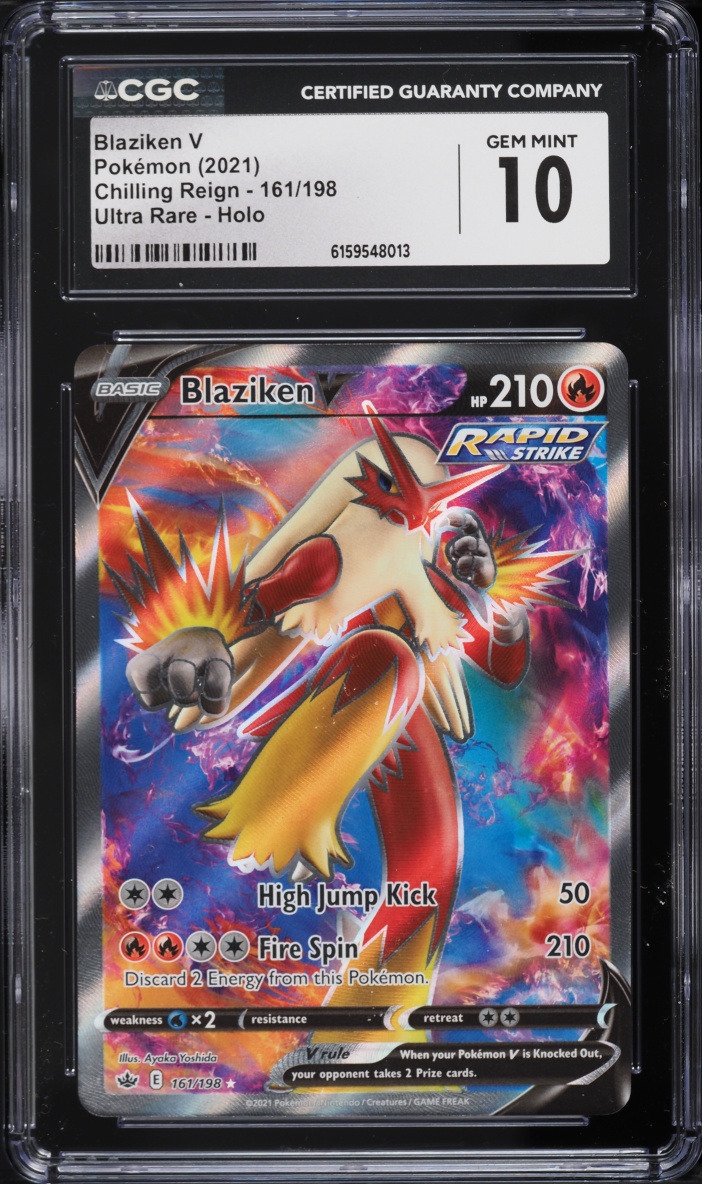 2021 Pokemon Sword & Shield Chilling Reign Full Art Blaziken V #161 CGC 10 GEM MINT