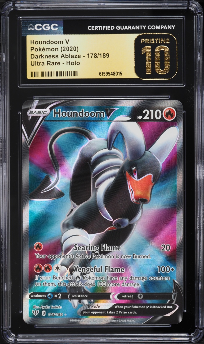 2020 Pokemon Sword & Shield Darkness Ablaze Full Art Houndoom V #178 CGC 10 PRISTINE