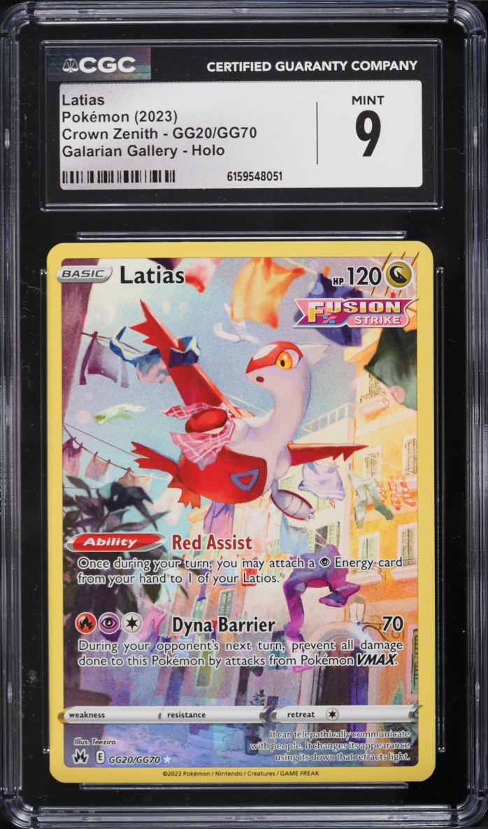 2023 Pokemon Sword & Shield Crown Zenith Alt Art Latias #GG20 CGC 9 MINT