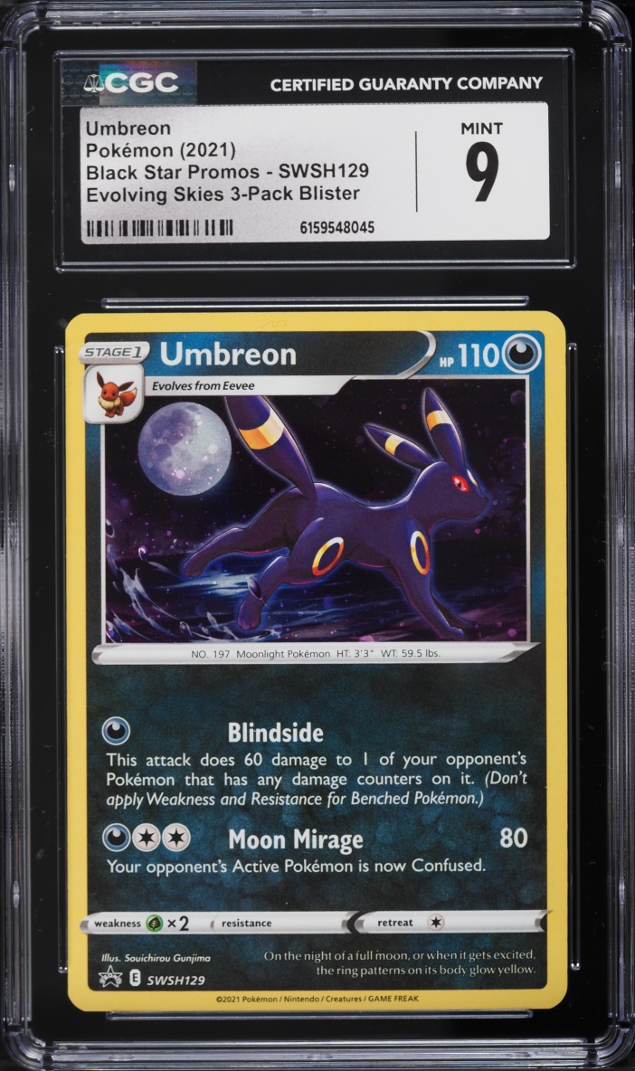 2021 Pokemon Sword & Shield Black Star Promo Evolving Skies Umbreon #SWSH129 CGC 9 MINT