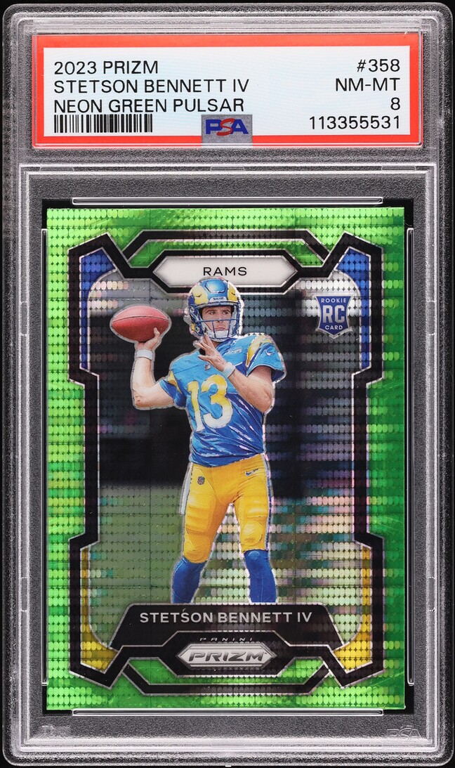 2023 Panini Prizm Neon Green Pulsar Stetson Bennett IV ROOKIE #358 PSA 8 NM-MT
