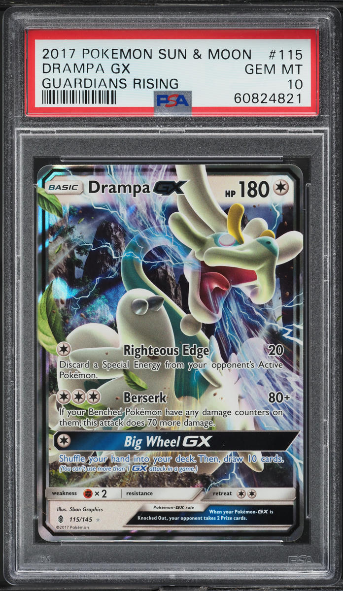 2017 Pokemon Sun & Moon Guardians Rising Drampa GX #115 PSA 10 GEM MINT