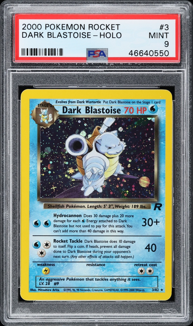 2000 Pokemon Team Rocket Holo Dark Blastoise #3 PSA 9 MINT