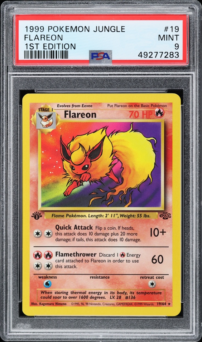 1999 Pokemon Jungle 1st Edition Flareon #19 PSA 9 MINT