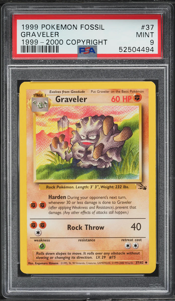 1999-2000 Pokemon Fossil Graveler #37 PSA 9 MINT