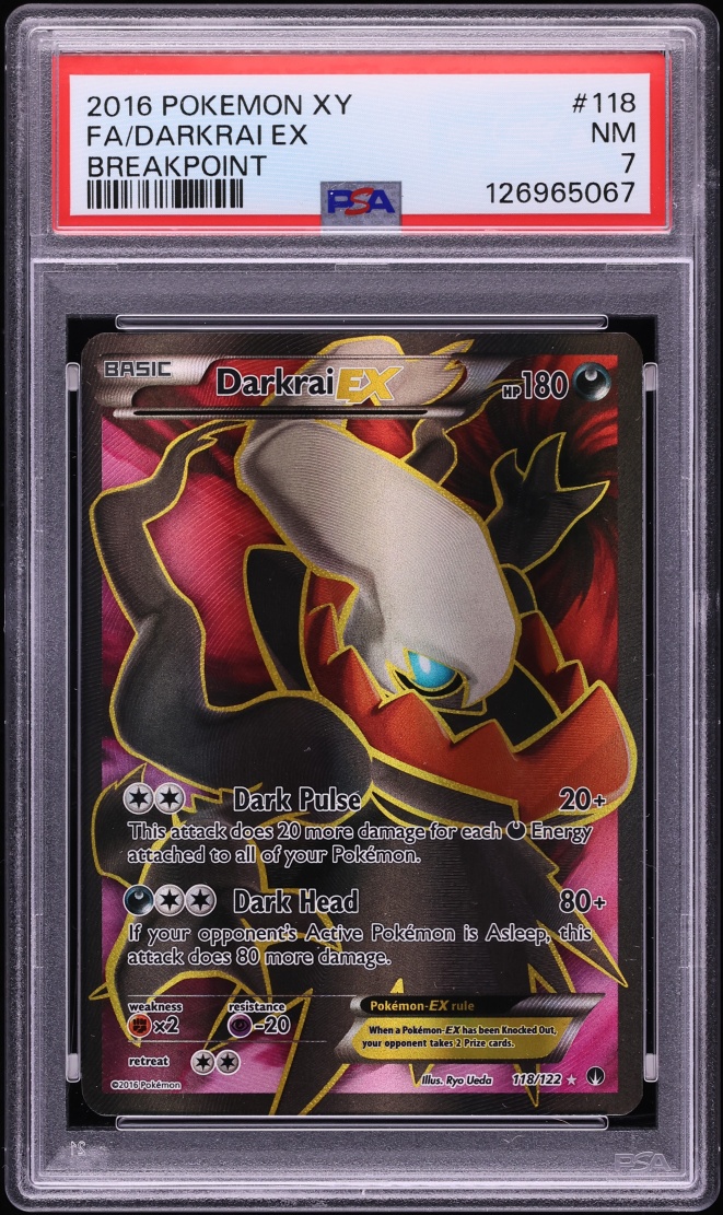 2016 Pokemon XY Breakpoint Gold Rare Darkrai EX #118 PSA 7 NRMT