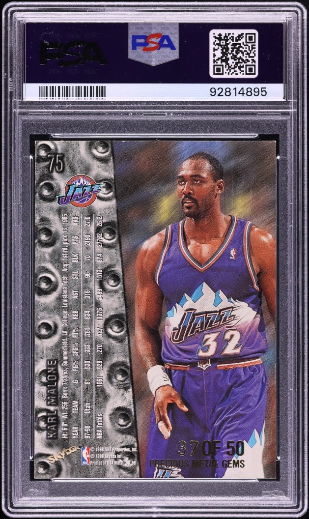 1998 Metal Universe Precious Metal Gems PMG Karl Malone /50 #75 PSA 5 EX